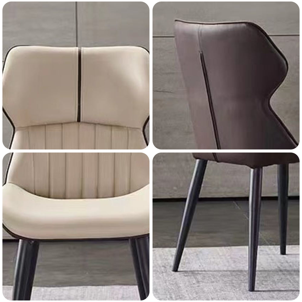 LIVARA DC1118 Carbon Leather Steel Dining Faux Fabric Chair Legs