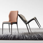 LIVARA DC1119 Faux Chair Dining Steel Fabric Carbon Leather Legs