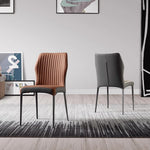 LIVARA DC1119 Faux Chair Dining Steel Fabric Carbon Leather Legs