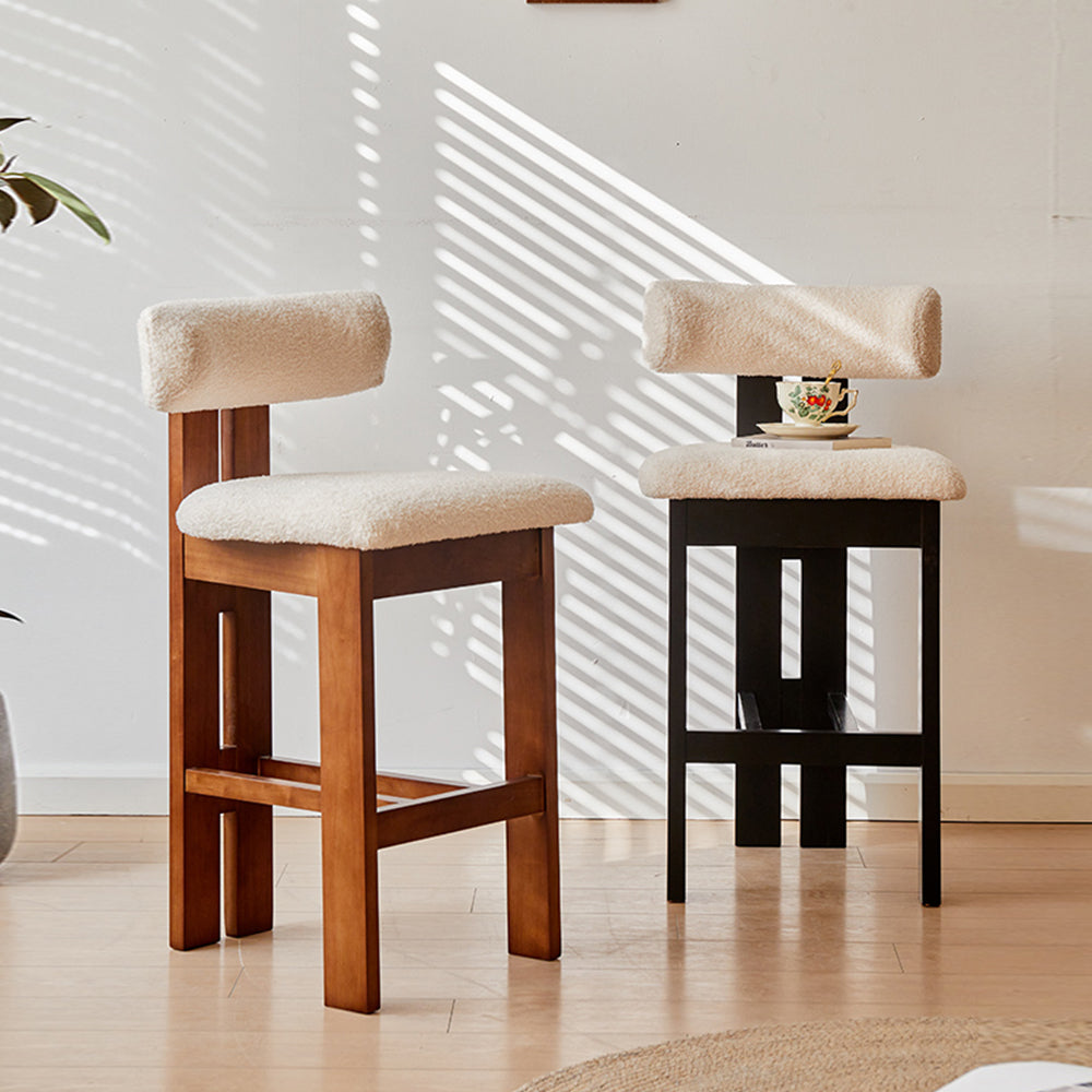LIVARA DC1123 Lamb Fabric Chair Ash Dining Wood Fleece Frame