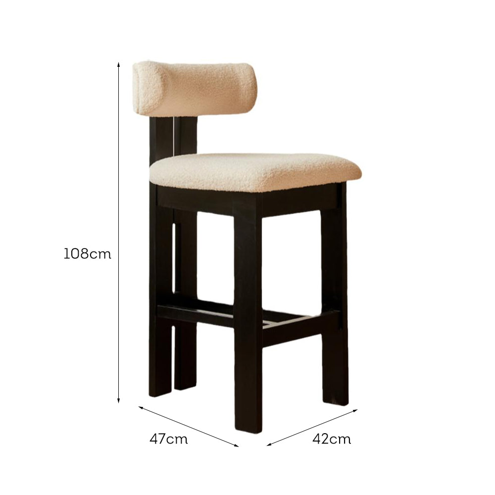 LIVARA DC1123 Lamb Fabric Chair Ash Dining Wood Fleece Frame
