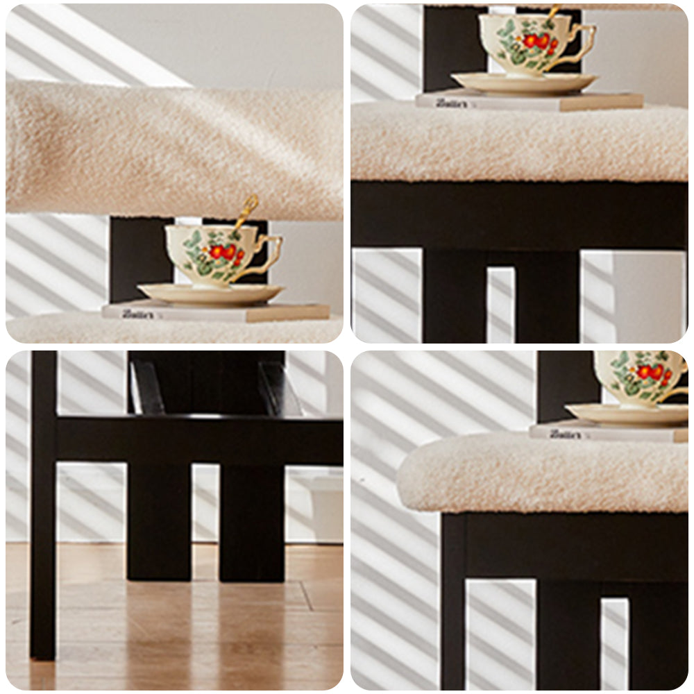 LIVARA DC1123 Lamb Fabric Chair Ash Dining Wood Fleece Frame