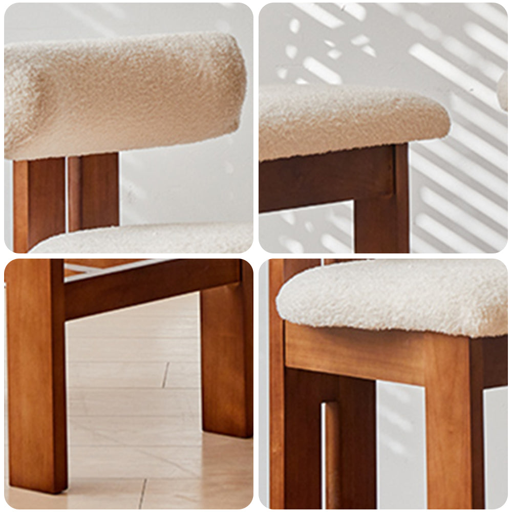 LIVARA DC1123 Lamb Fabric Chair Ash Dining Wood Fleece Frame