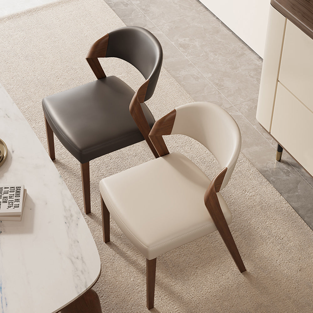 LIVARA DC1125 Ash Dining Fabric Faux Wood Chair Leather Frame