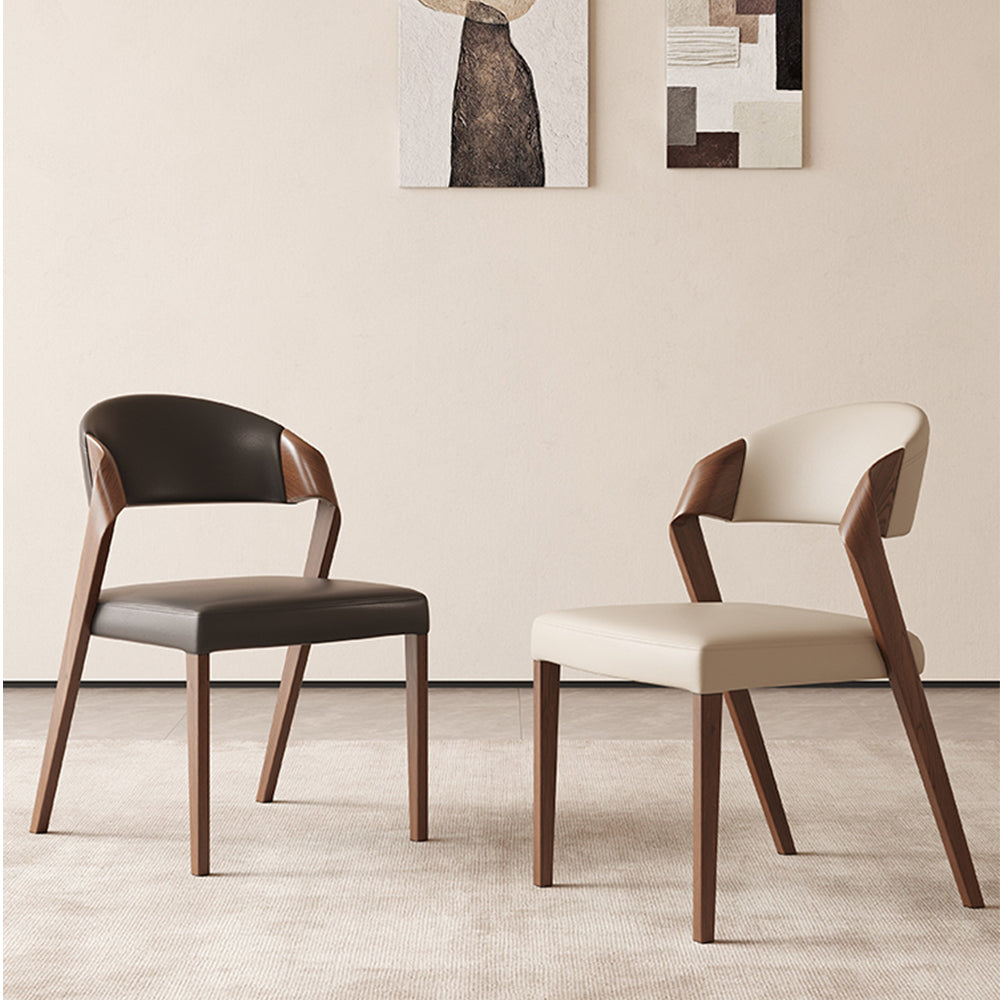 LIVARA DC1125 Ash Dining Fabric Faux Wood Chair Leather Frame