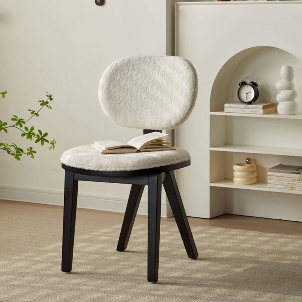 LIVARA DC1126 Wood Fabric Lamb Dining Fleece Chair Ash Frame