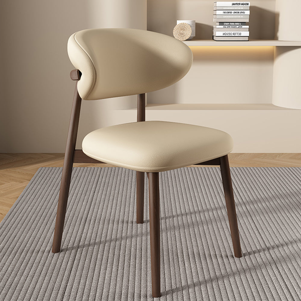 LIVARA DC1138 Wood Faux Fabric Dining Chair Solid Leather Frame