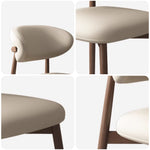 LIVARA DC1138 Wood Faux Fabric Dining Chair Solid Leather Frame