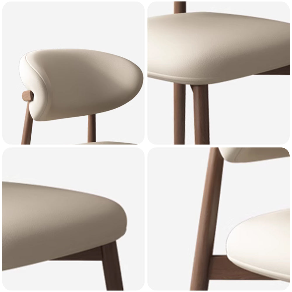 LIVARA DC1138 Wood Faux Fabric Dining Chair Solid Leather Frame