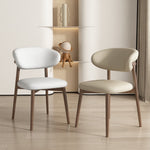 LIVARA DC1138 Wood Faux Fabric Dining Chair Solid Leather Frame