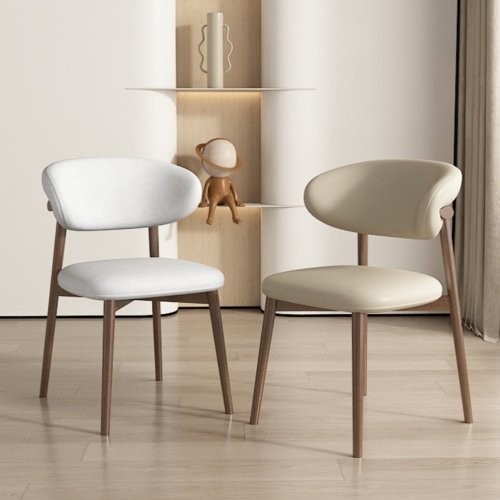 LIVARA DC1138 Wood Faux Fabric Dining Chair Solid Leather Frame