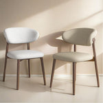 LIVARA DC1138 Wood Faux Fabric Dining Chair Solid Leather Frame