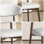 LIVARA DC1138 Wood Faux Fabric Dining Chair Solid Leather Frame