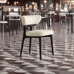 LIVARA DC1140 Chair Faux Leather Solid Dining Wood Fabric Frame