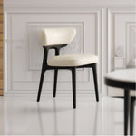 LIVARA DC1140 Chair Faux Leather Solid Dining Wood Fabric Frame