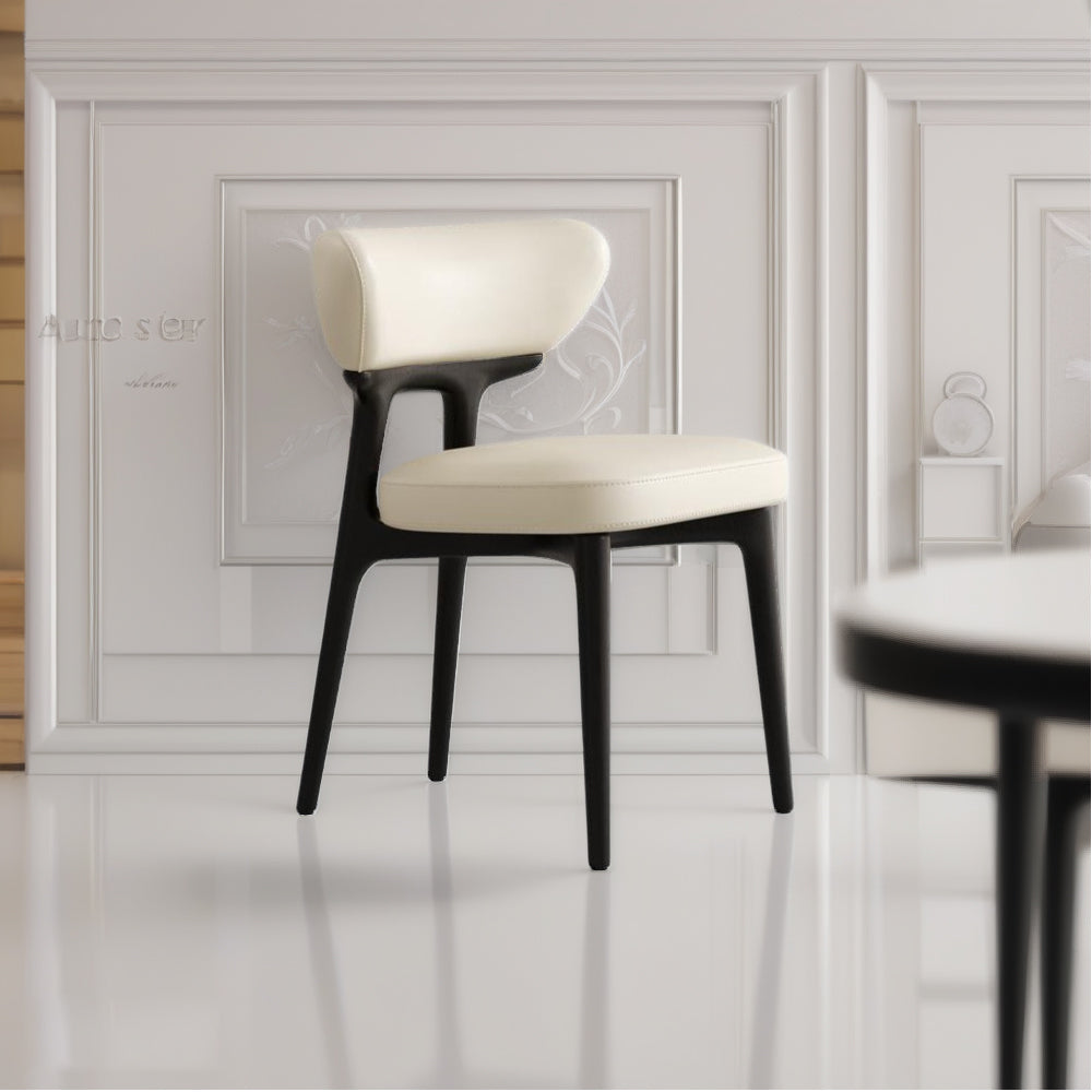 LIVARA DC1140 Chair Faux Leather Solid Dining Wood Fabric Frame