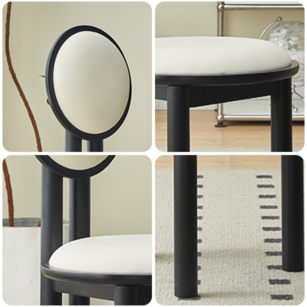 LIVARA DC1142 Dining Wood Fabric Chair Faux Rubber Leather Frame