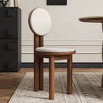 LIVARA DC1142 Dining Wood Fabric Chair Faux Rubber Leather Frame