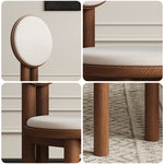 LIVARA DC1142 Dining Wood Fabric Chair Faux Rubber Leather Frame