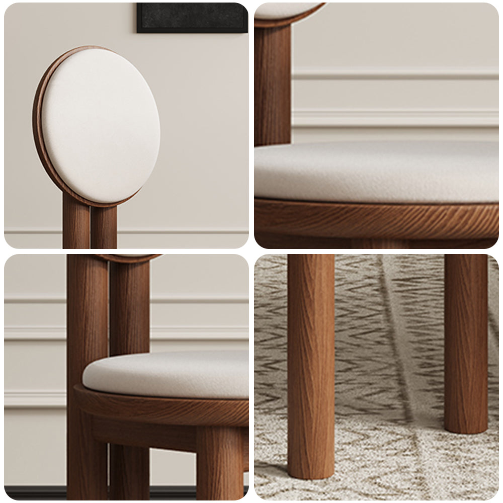 LIVARA DC1142 Dining Wood Fabric Chair Faux Rubber Leather Frame