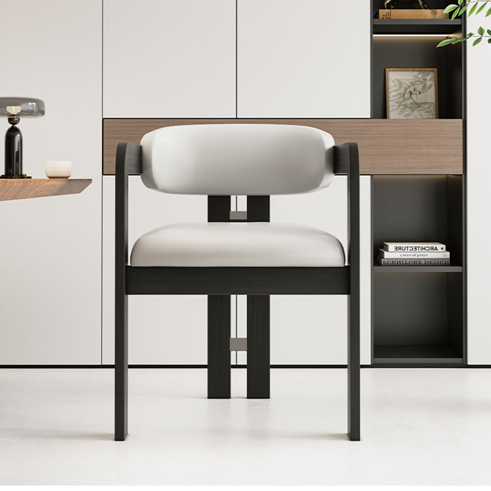 LIVARA DC1145 Chair Leather Fabric Dining Solid Wood Faux Frame