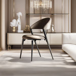 LIVARA DC1146 Chair Fabric Leather Carbon Faux Dining Steel Legs
