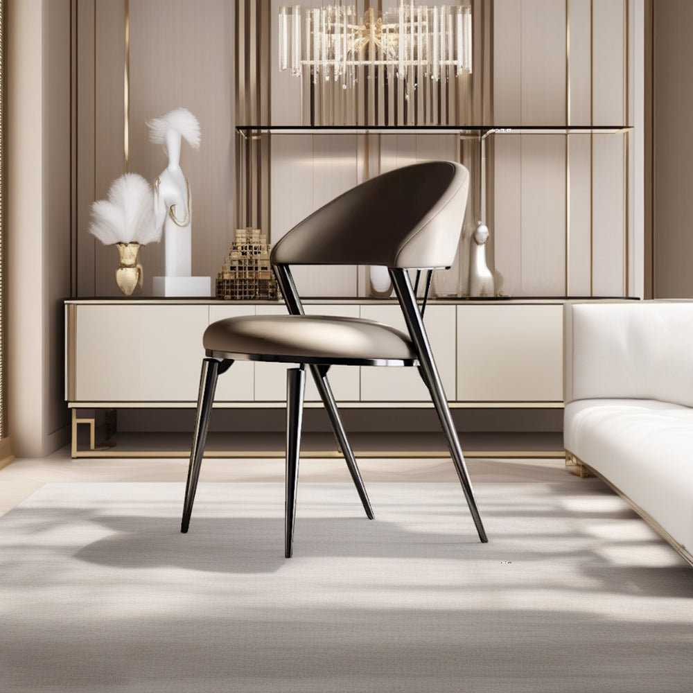 LIVARA DC1146 Chair Fabric Leather Carbon Faux Dining Steel Legs