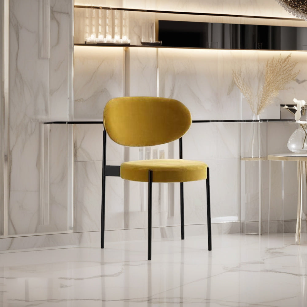 LIVARA DC1147 Chair Dining Steel Velvet Fabric Carbon Legs