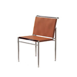 LIVARA DC1153 Dining Style Steel Stainless Italian Saddle Minimalist Chair Leather Legs