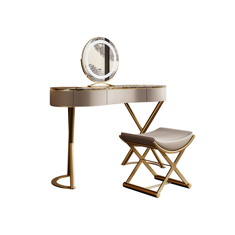 LUXORA DR1026 Rock Countertop Dressing Table, Gold Plated Stainless Steel Frame, 100-136CM