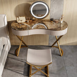 LUXORA DR1026 Rock Countertop Dressing Table, Gold Plated Stainless Steel Frame, 100-136CM