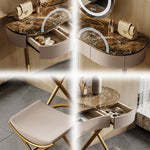 LUXORA DR1026 Rock Countertop Dressing Table, Gold Plated Stainless Steel Frame, 100-136CM