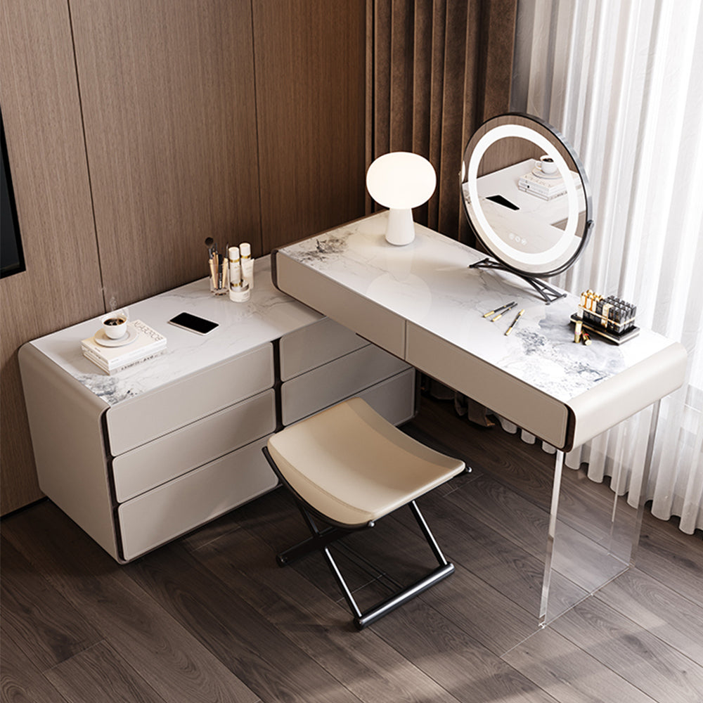 LUXORA DR1042 Wood Solid Acrylic Cabinet Support Dressing 80-120cm Table