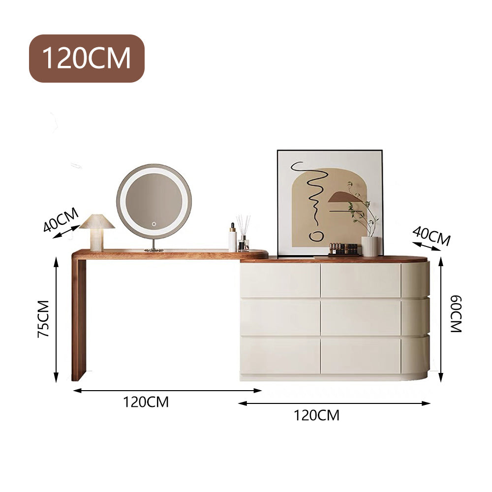 LIVARA DR1065 Tabletop 120cm Wood Dressing Expandable Solid Table