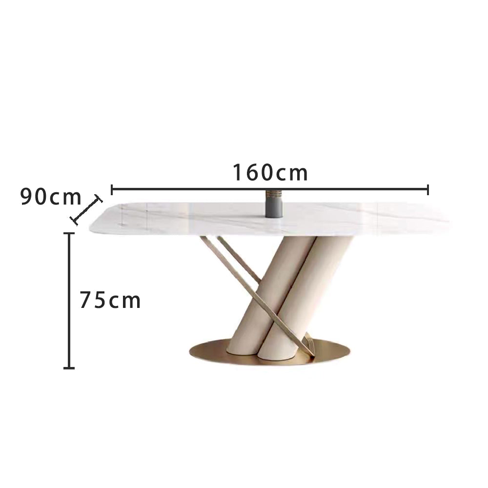 LUXORA DT1008 Light Stone Luxury 140-160-180cm Dining Style Sintered Table