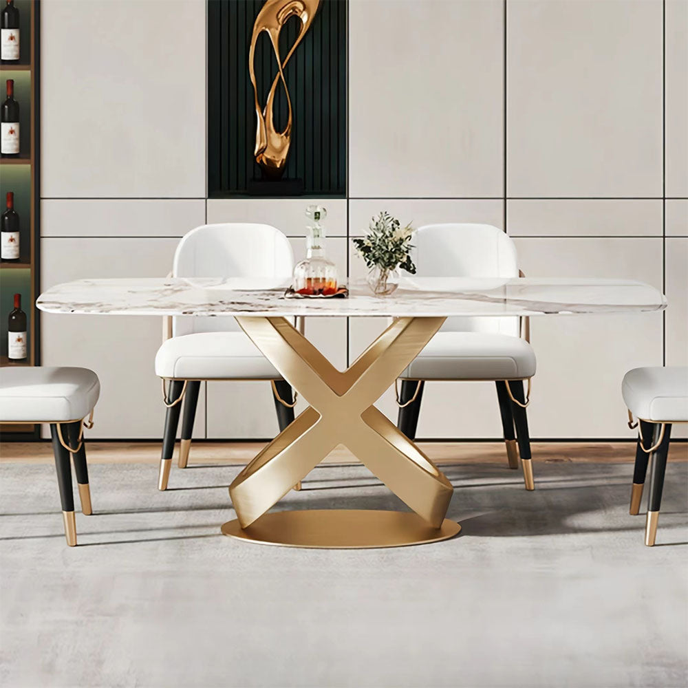 LUXORA DT1028 Luxury 140-160-180cm Sintered Style Stone Dining Light Table