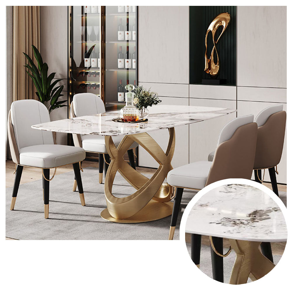 LUXORA DT1028 Luxury 140-160-180cm Sintered Style Stone Dining Light Table