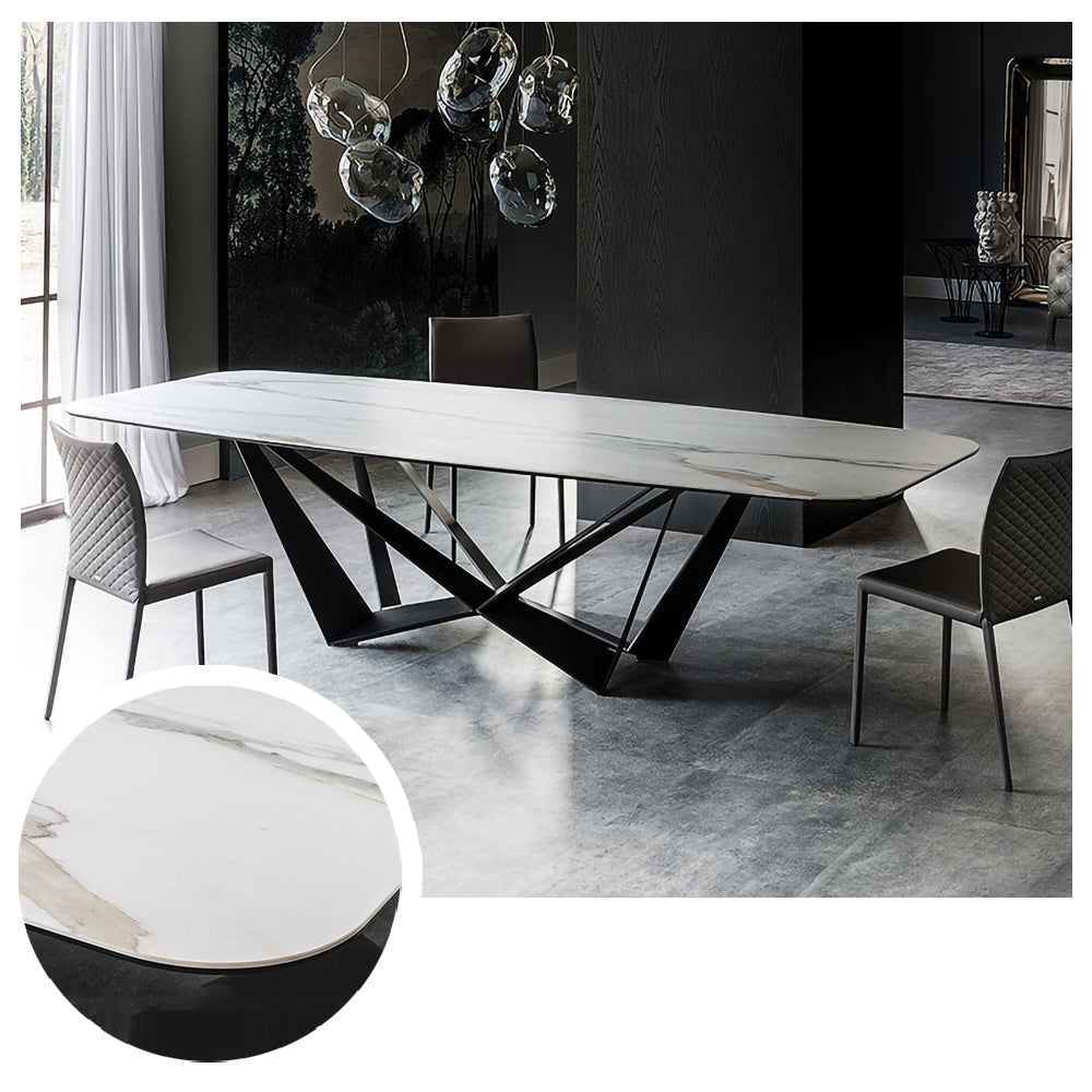 LUXORA DT1038 Dining 140-160-180cm Sintered Style Stone Minimalist Table