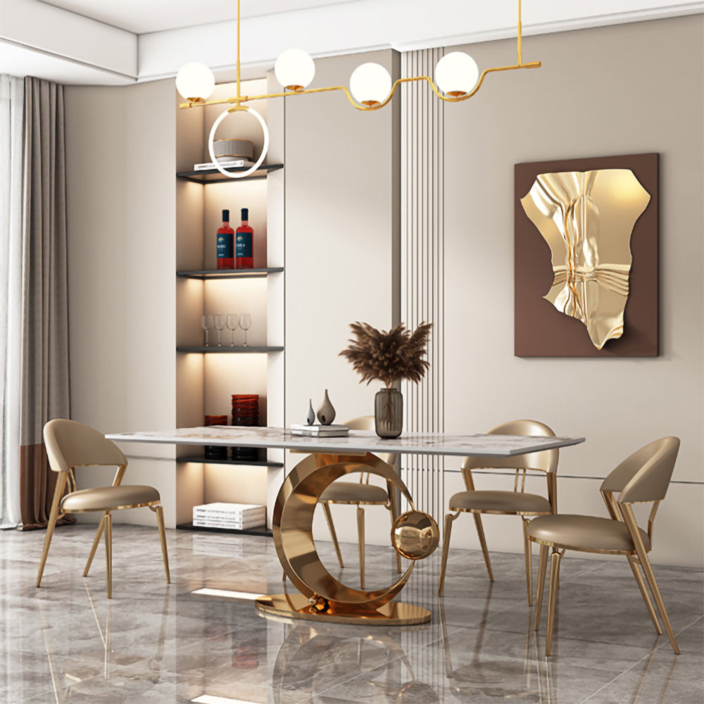 LUXORA DT1054 Dining Style Sintered Light Stone 140-160-180cm Luxury Table
