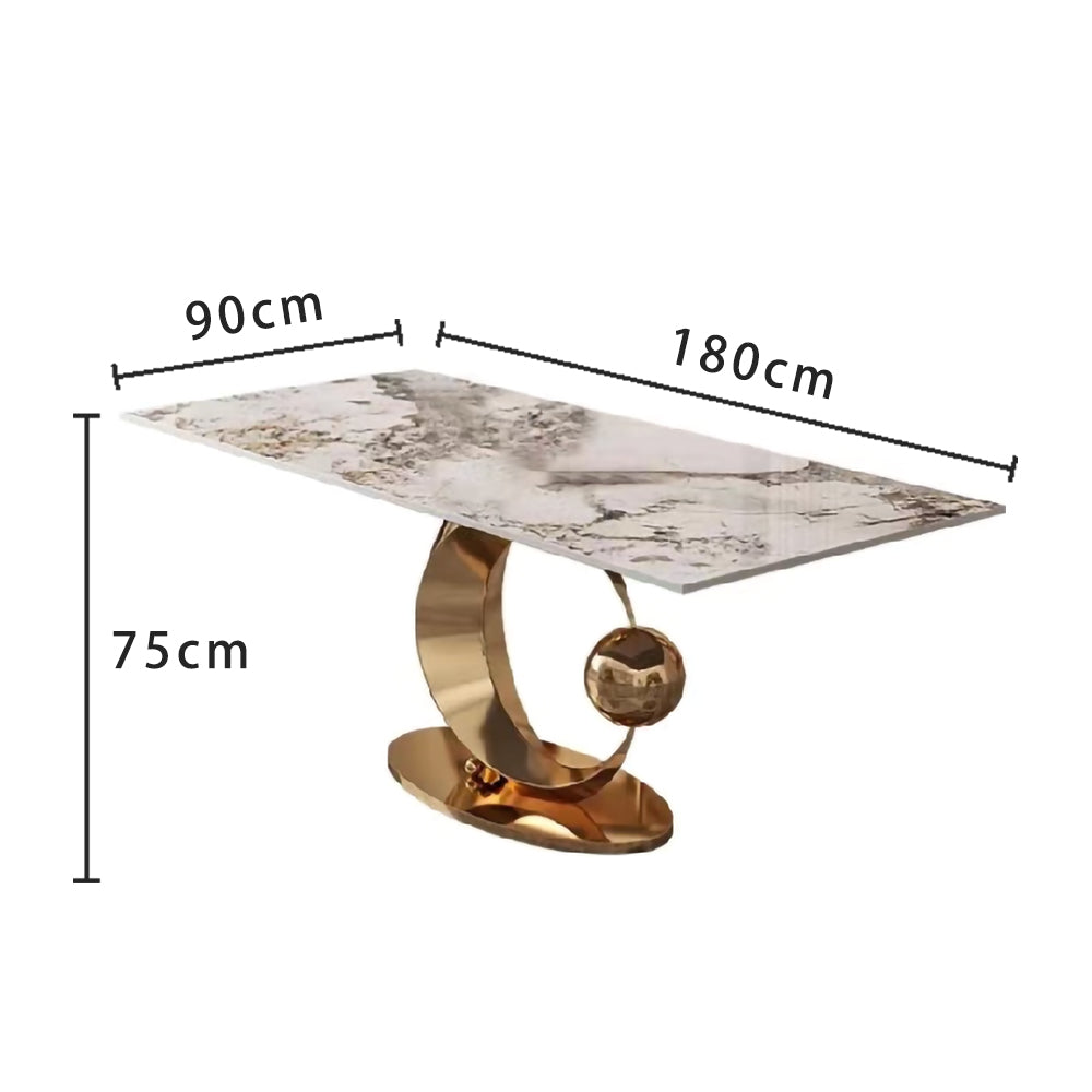 LUXORA DT1054 Dining Style Sintered Light Stone 140-160-180cm Luxury Table