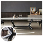 LUXORA DT1061 140-160-180-200cm Minimalist Dining Stone Style Sintered Table-White&Black