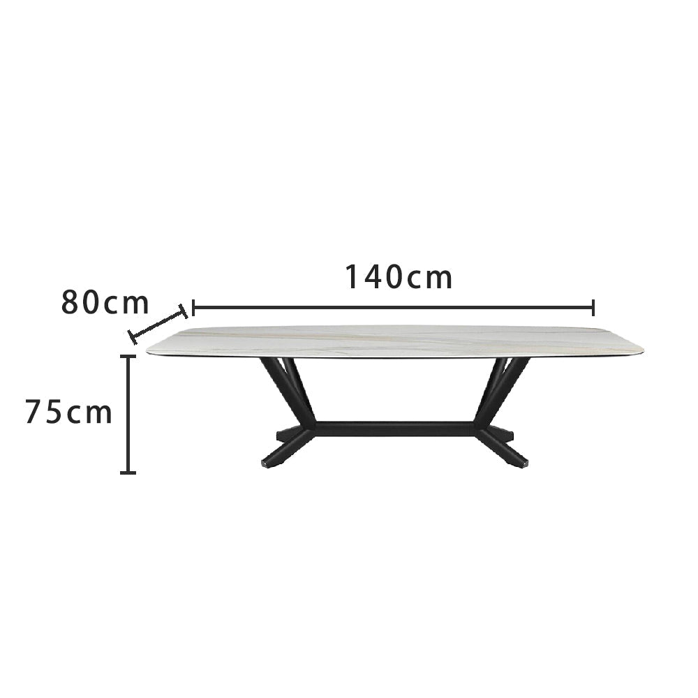 LUXORA DT1061 140-160-180-200cm Minimalist Dining Stone Style Sintered Table-White&Black