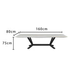 LUXORA DT1061 140-160-180-200cm Minimalist Dining Stone Style Sintered Table-White&Black