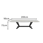 LUXORA DT1061 140-160-180-200cm Minimalist Dining Stone Style Sintered Table-White&Black