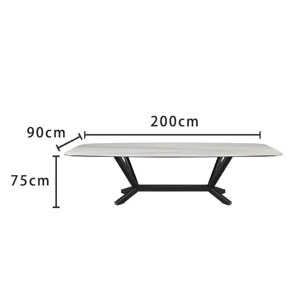 LUXORA DT1061 140-160-180-200cm Minimalist Dining Stone Style Sintered Table-White&Black