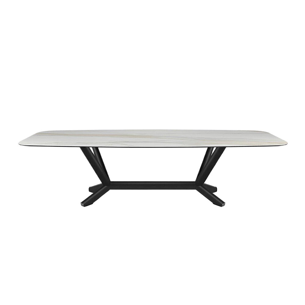 LUXORA DT1061 140-160-180-200cm Minimalist Dining Stone Style Sintered Table-White&Black