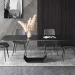 LUXORA DT1063 Stone Sintered Dining Simplicity Modern 130-140-160-180cm Style Table-Black