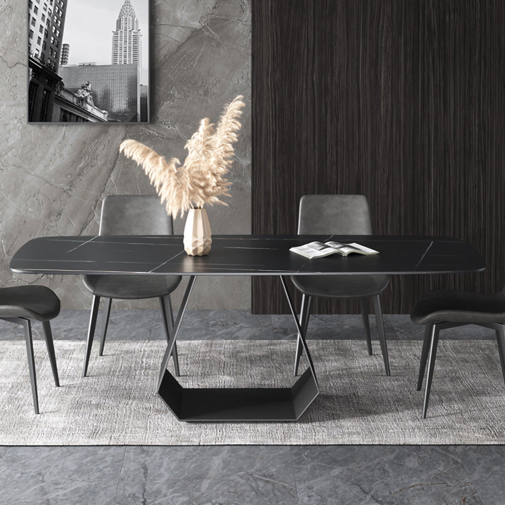 LUXORA DT1063 Stone Sintered Dining Simplicity Modern 130-140-160-180cm Style Table-Black