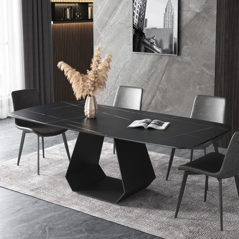 LUXORA DT1063 Stone Sintered Dining Simplicity Modern 130-140-160-180cm Style Table-Black