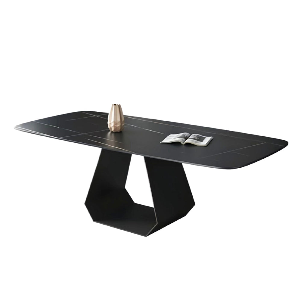 LUXORA DT1063 Stone Sintered Dining Simplicity Modern 130-140-160-180cm Style Table-Black